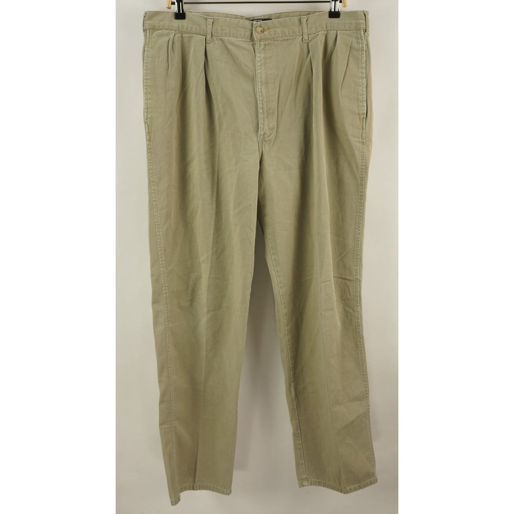 Vintage Polo Ralph Lauren Pleated Chino Pants Men's‎ 36 x 31 Tan Twill Preppy